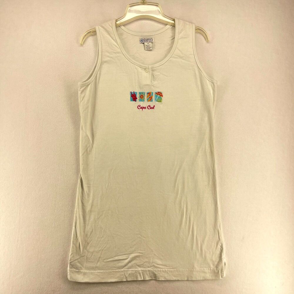 Cuffy's "Cape Cod" White Cover-up Cotton Dress Women Size M